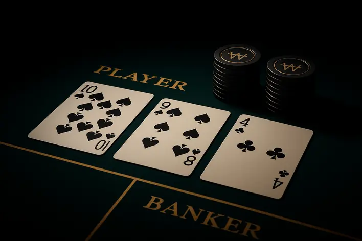 To illustrate the 'บาคาร่าเงินวอน' (Baccarat in Won) live casino experience, conveying sophistication, luxury, and the focus on the game itself.