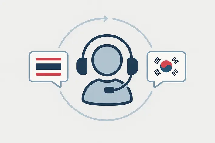To illustrate the concept of 24/7 bilingual (Thai-Korean) customer support, emphasizing accessibility and reliability for players.