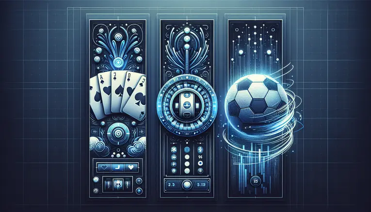 To illustrate the main services offered by UFAKOREA: Baccarat, Slots, and Sports Betting, in a clean and organized manner.
